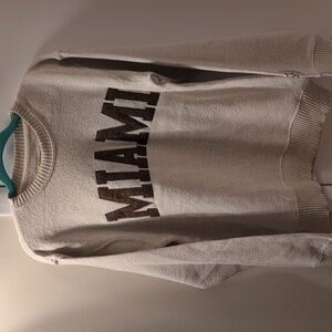 New York Popular Cream Crewneck Sweater with "Miami" Print NWT